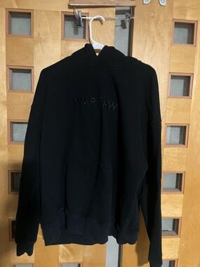 WARSAW Black Embroidered Hoodie - Classic Pullover, L